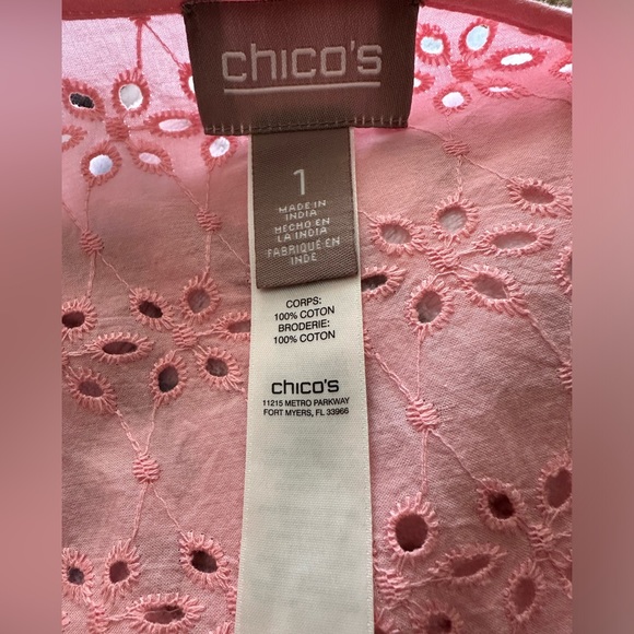 Chico's Eyelet Lightweight Embroidered - Open Front Jacket - Picture 5 of 6